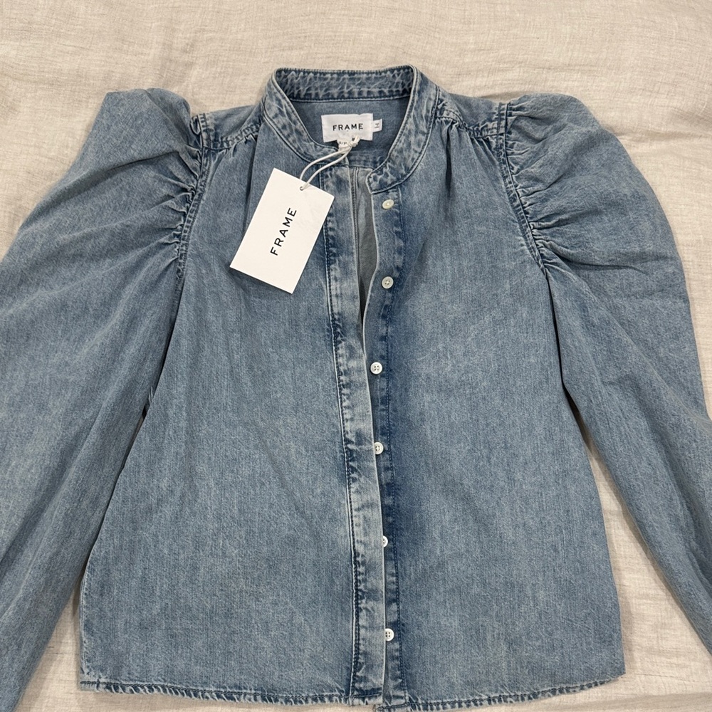 Frame Denim Light Blue Denim Button-Down Shirt